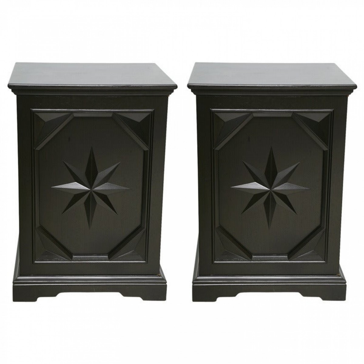 Pair of american modern black lacquer cabinets
