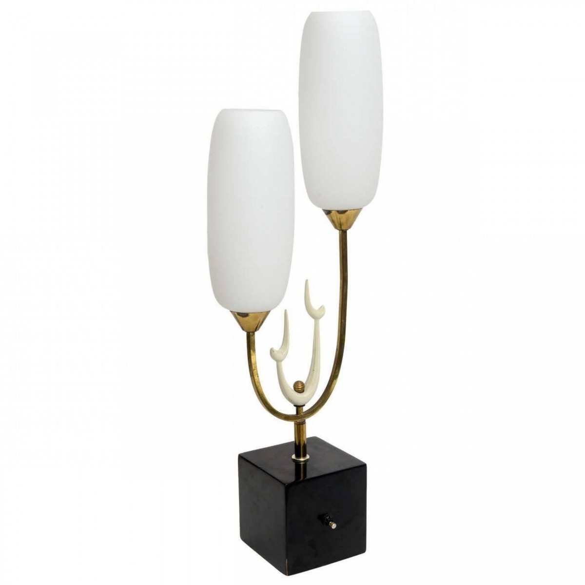 Italian modern brass enamel and glass lamp arteluce