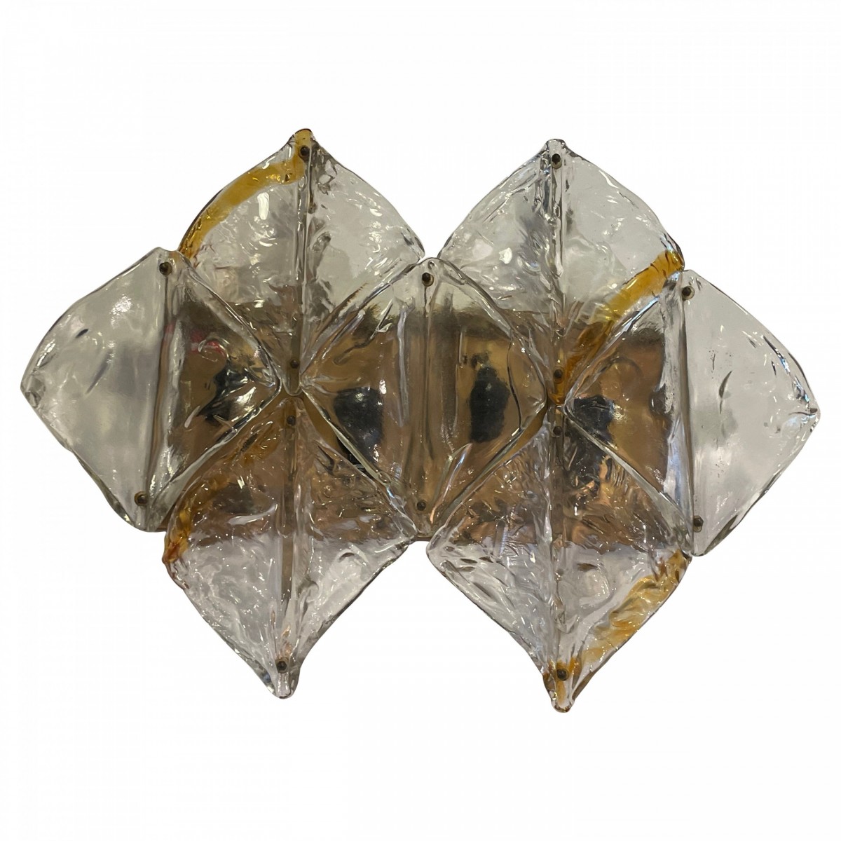 Italian modern handblown glass and brass wall light mazzega