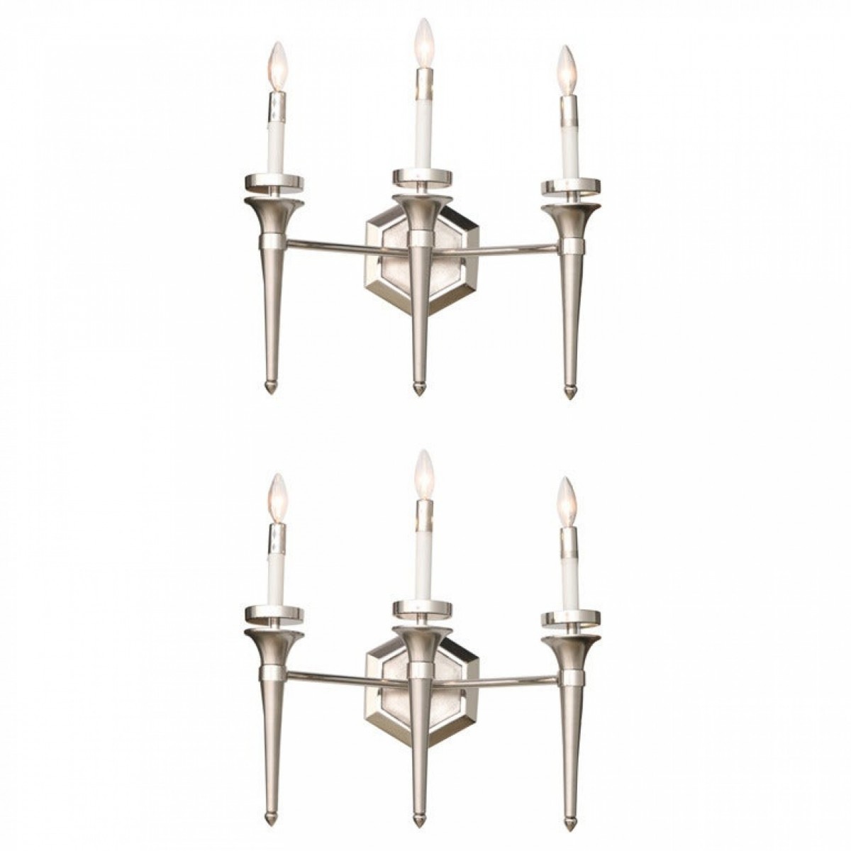 Pair of karl springer three light wall sconces