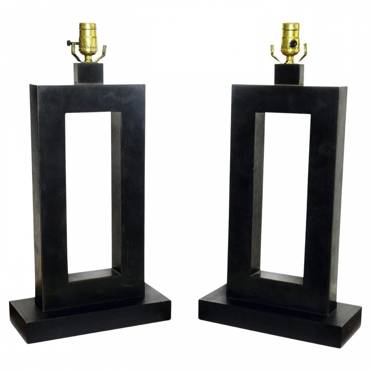 Pair of american modern rubbed bronze table lamps laurel lamp company