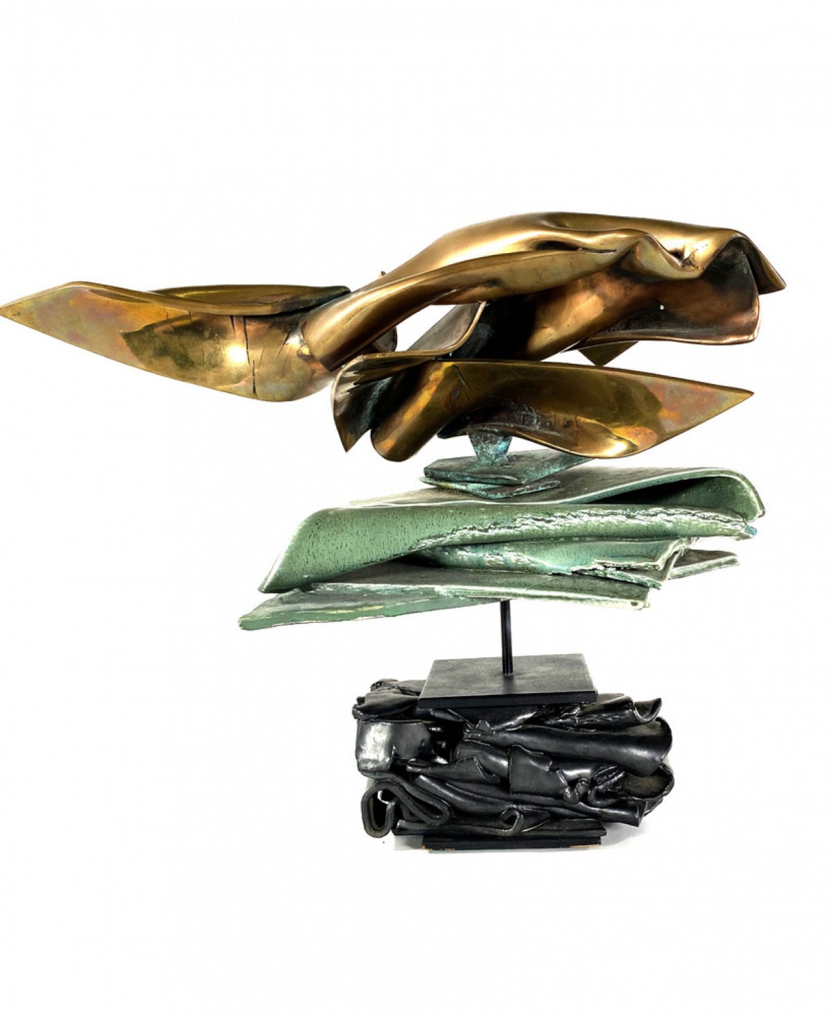 Modern abstract sculpture bronze patina