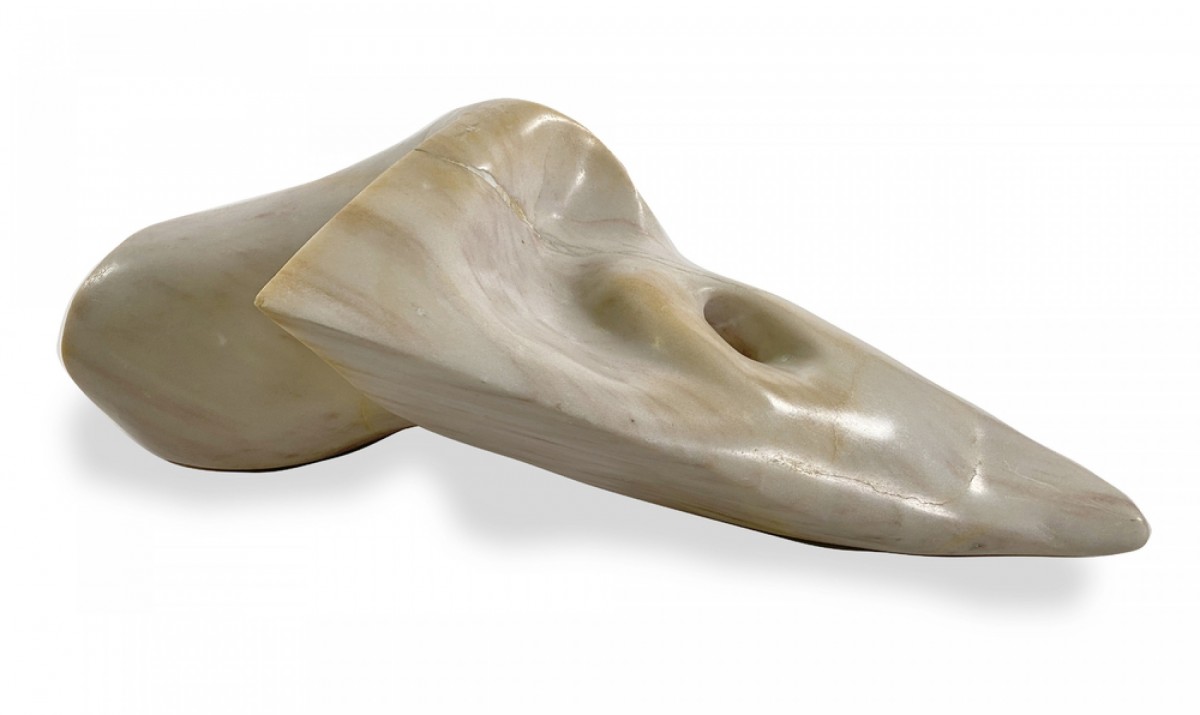 Italian modern carrera marble abstract sculpture