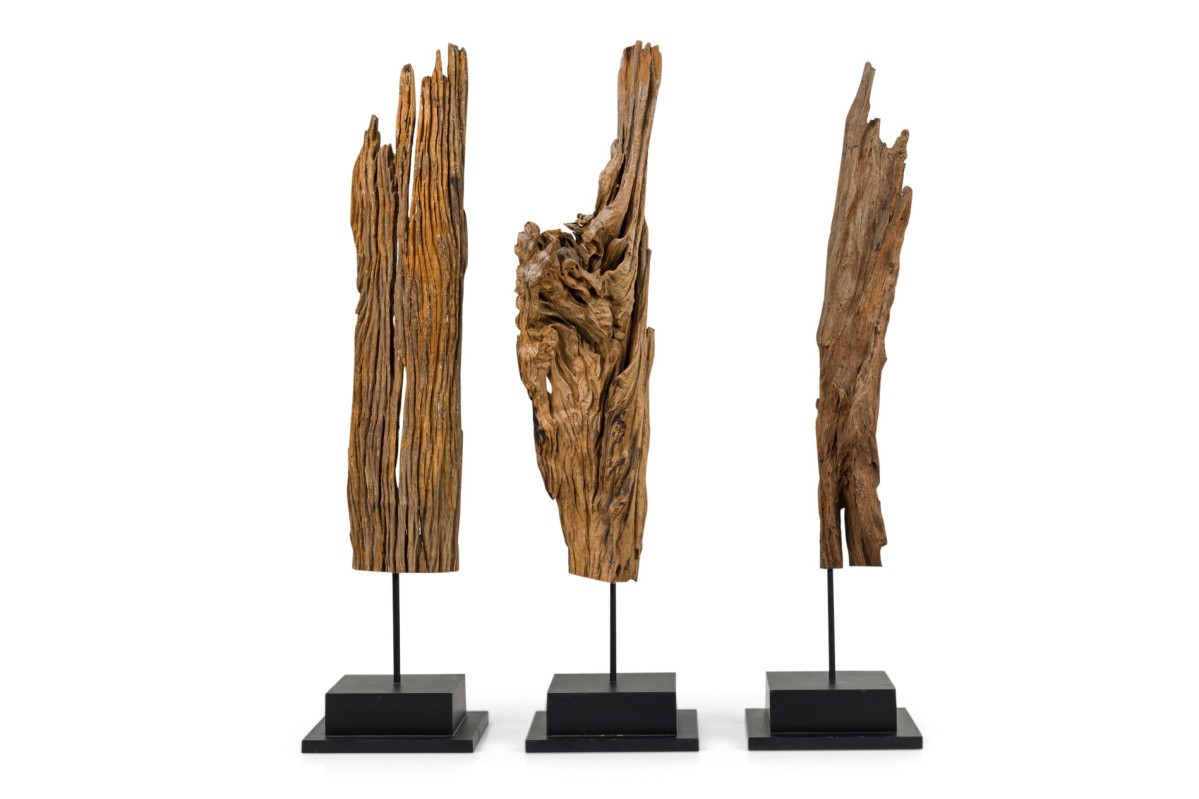 Set of 3 contemporary american driftwood sculptures