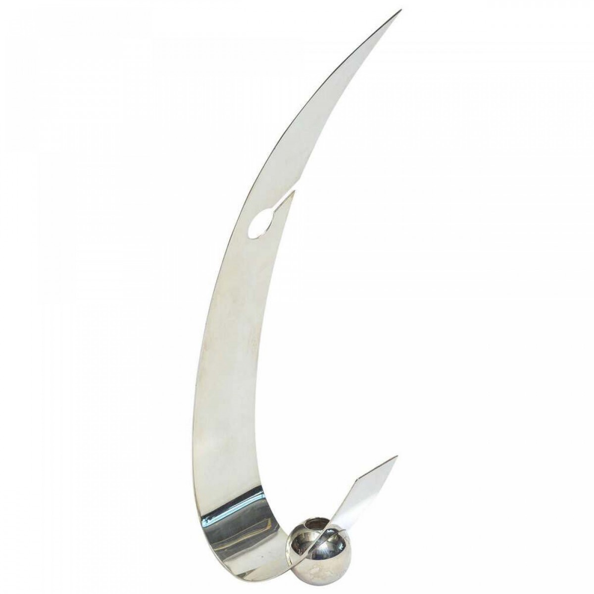 American modern arc candle holder silver plate