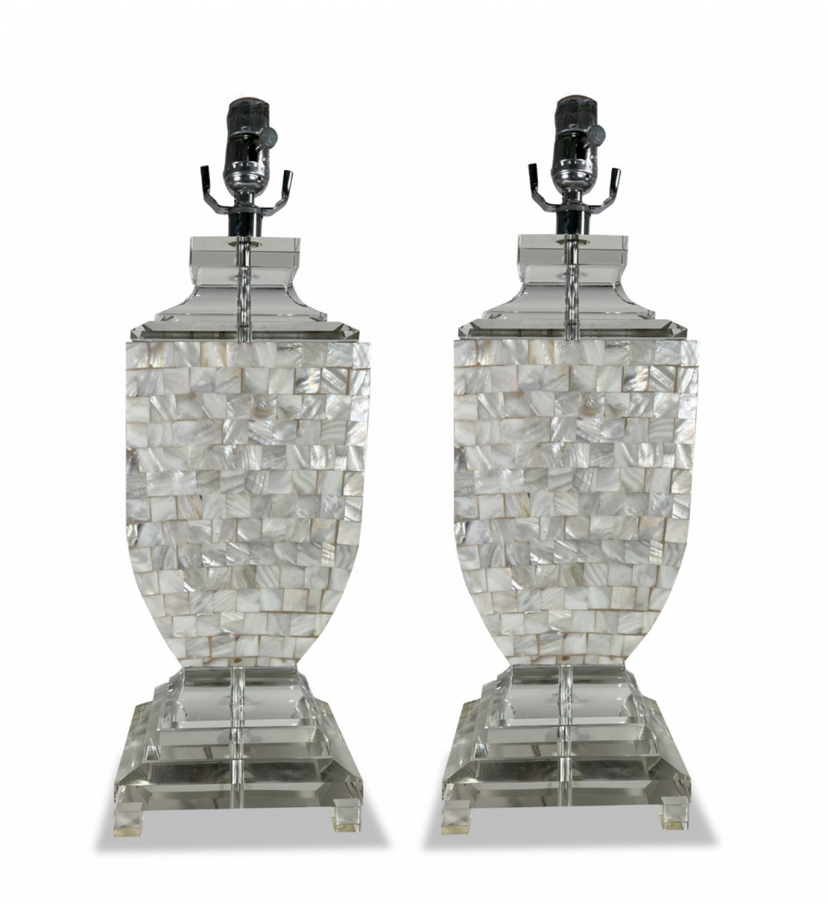 2 pairs of mother of pearl table lamps