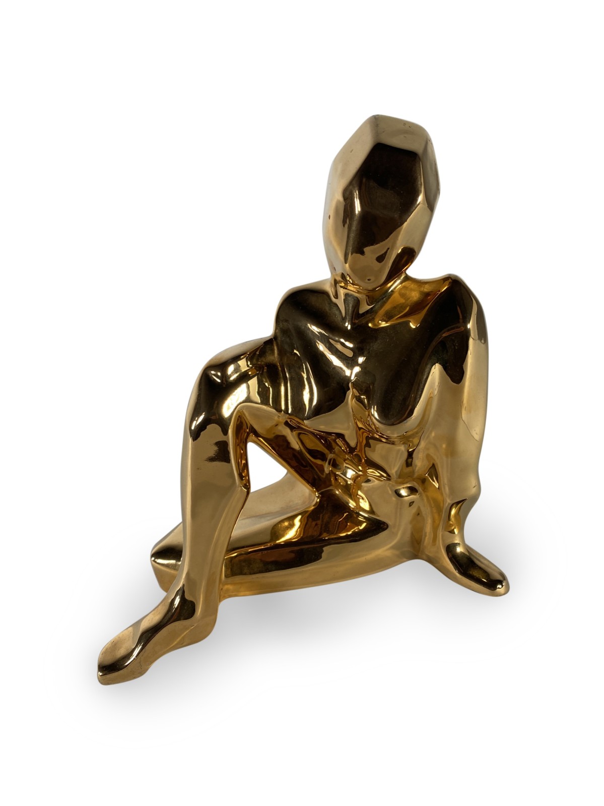 American modern ceramic gold glazed cubist jaru