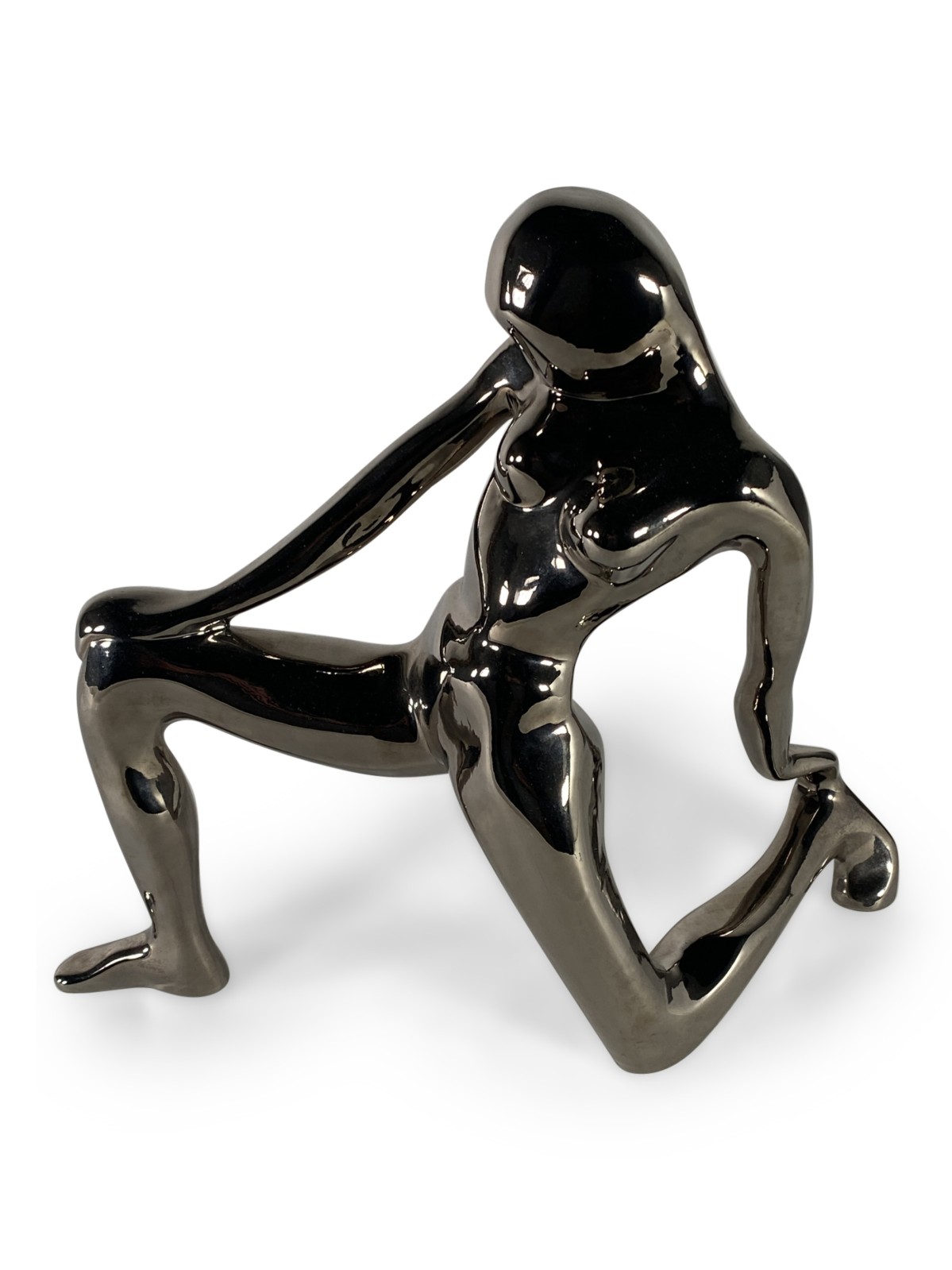 American modern ceramic silver glaze female kneeling jaru
