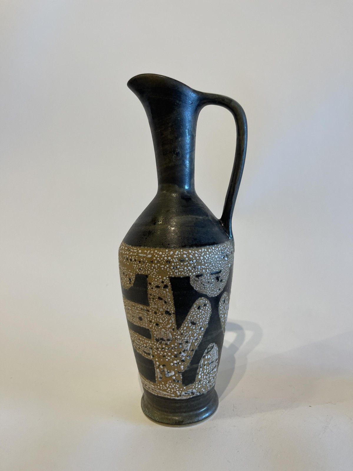 Israeli Mid Century Lapid Lava Glazed Ceramic Pitcher j