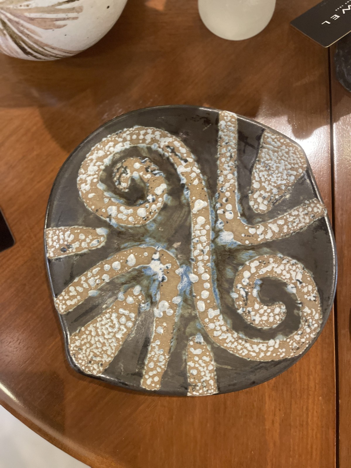 Israeli Mid Century Lapid Lava Glazed Ceramic plate o