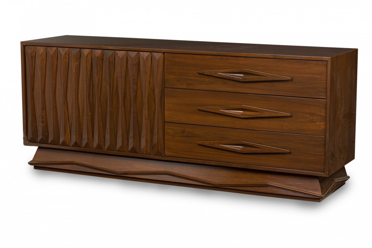Mid century italian modern walnut cabinet dresser style of gio ponti
