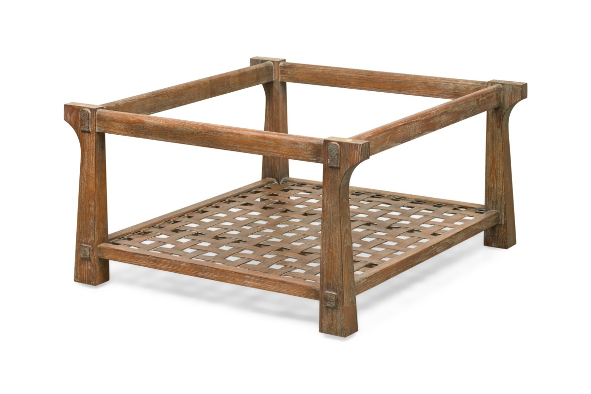 Jamie herzlinger contemporary american cerused wood and caned low coffee table frame