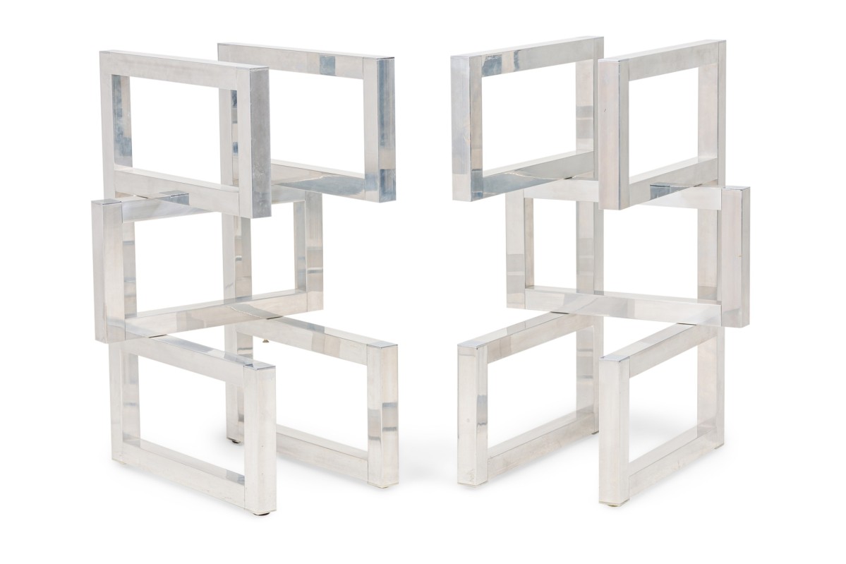 Paul mayen mid century american modern chrome dining table frame