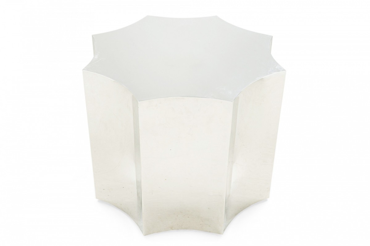 Karl springer american modern polished steel and glass dining table