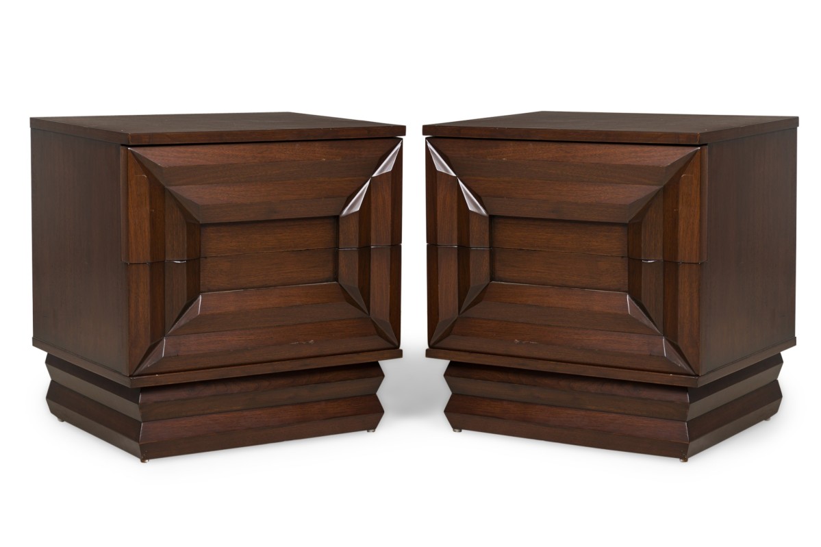 Pair of james mont american mid century bedside tables