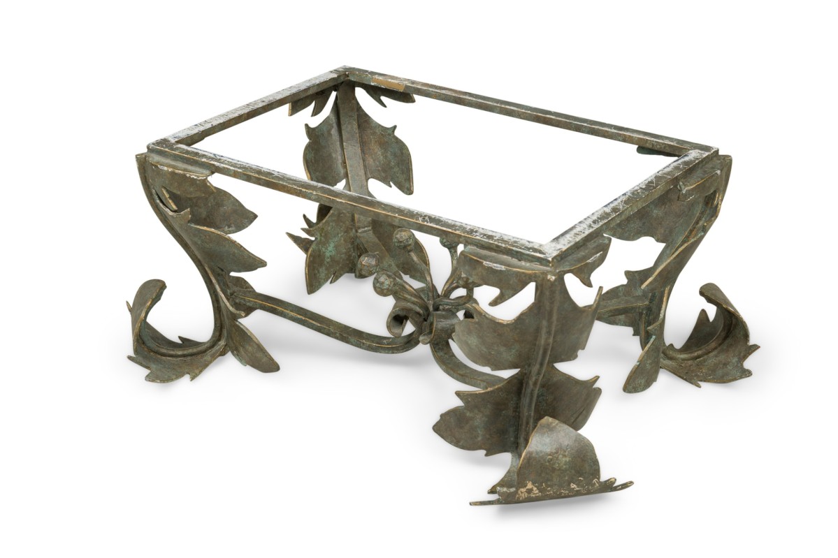 Arthur court hollywood regency patinated bronze foliate form coffee table base