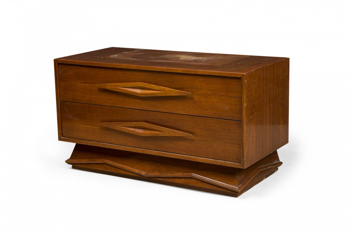 Italian mid century modern two drawer bedside table night stand manner of gio ponti