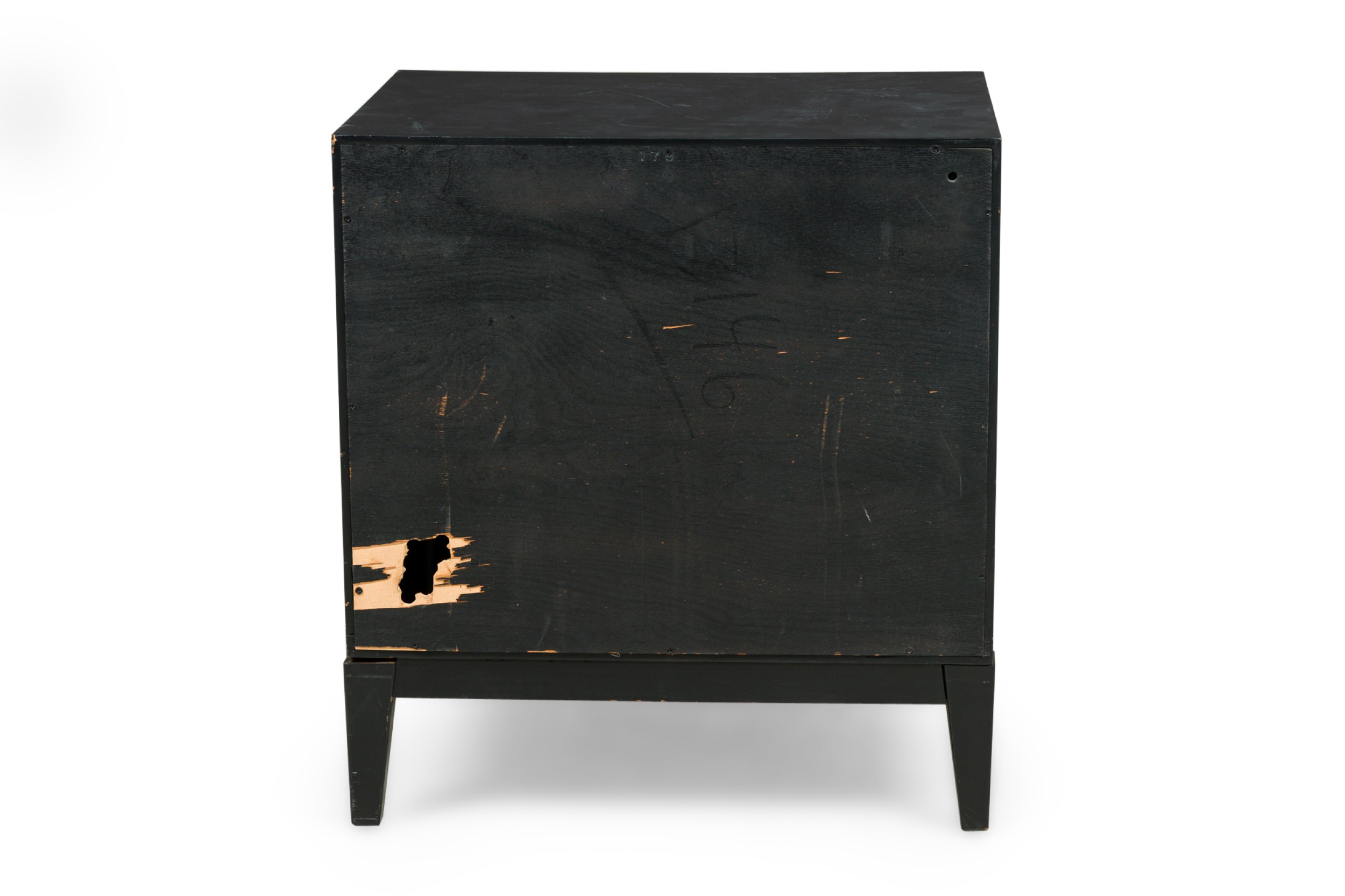 Pair of american mid century black matte and lacquer bedside tables