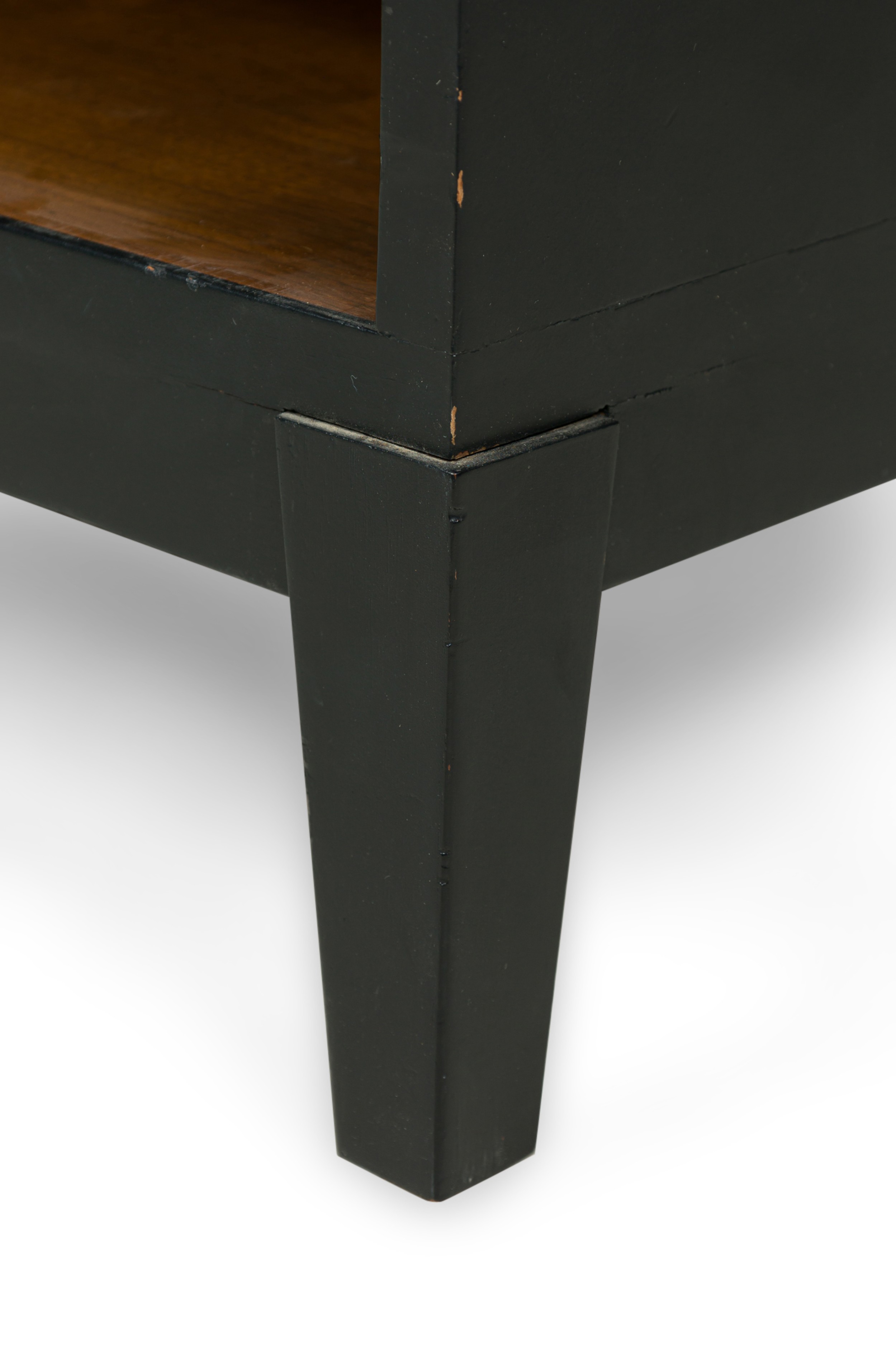 Pair of american mid century black matte and lacquer bedside tables
