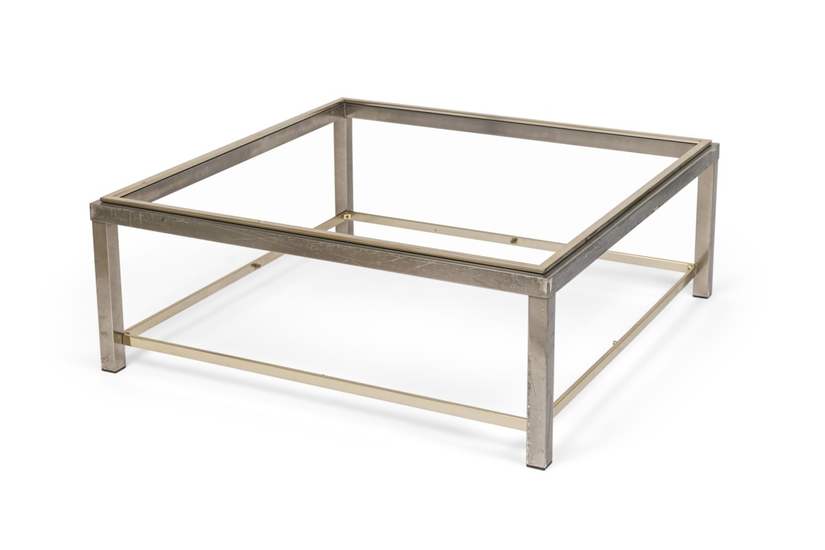 Italian mid century romeo rega brass and steel low table base 