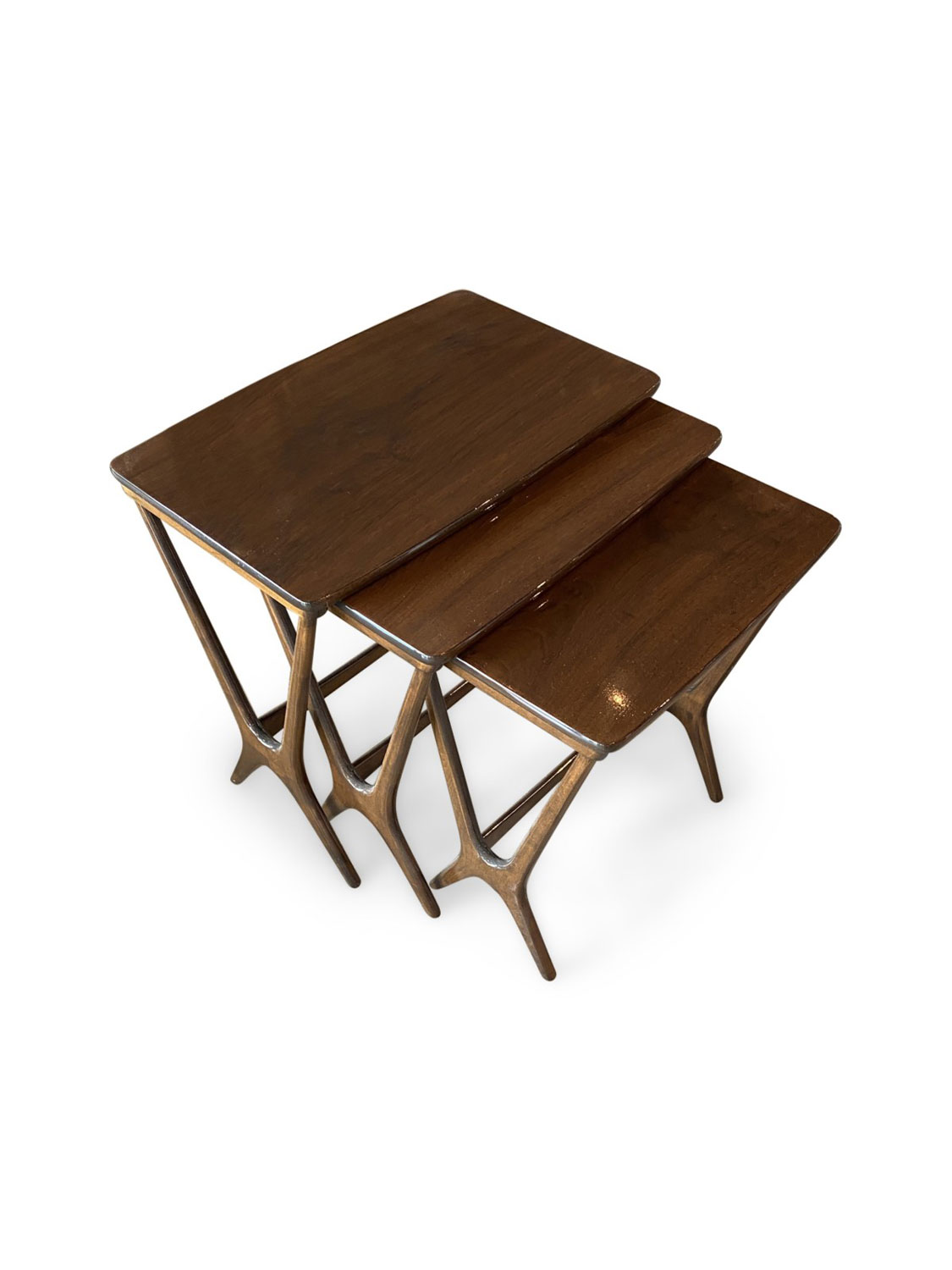 Set of 3 danish mid century teak nesting tables 1