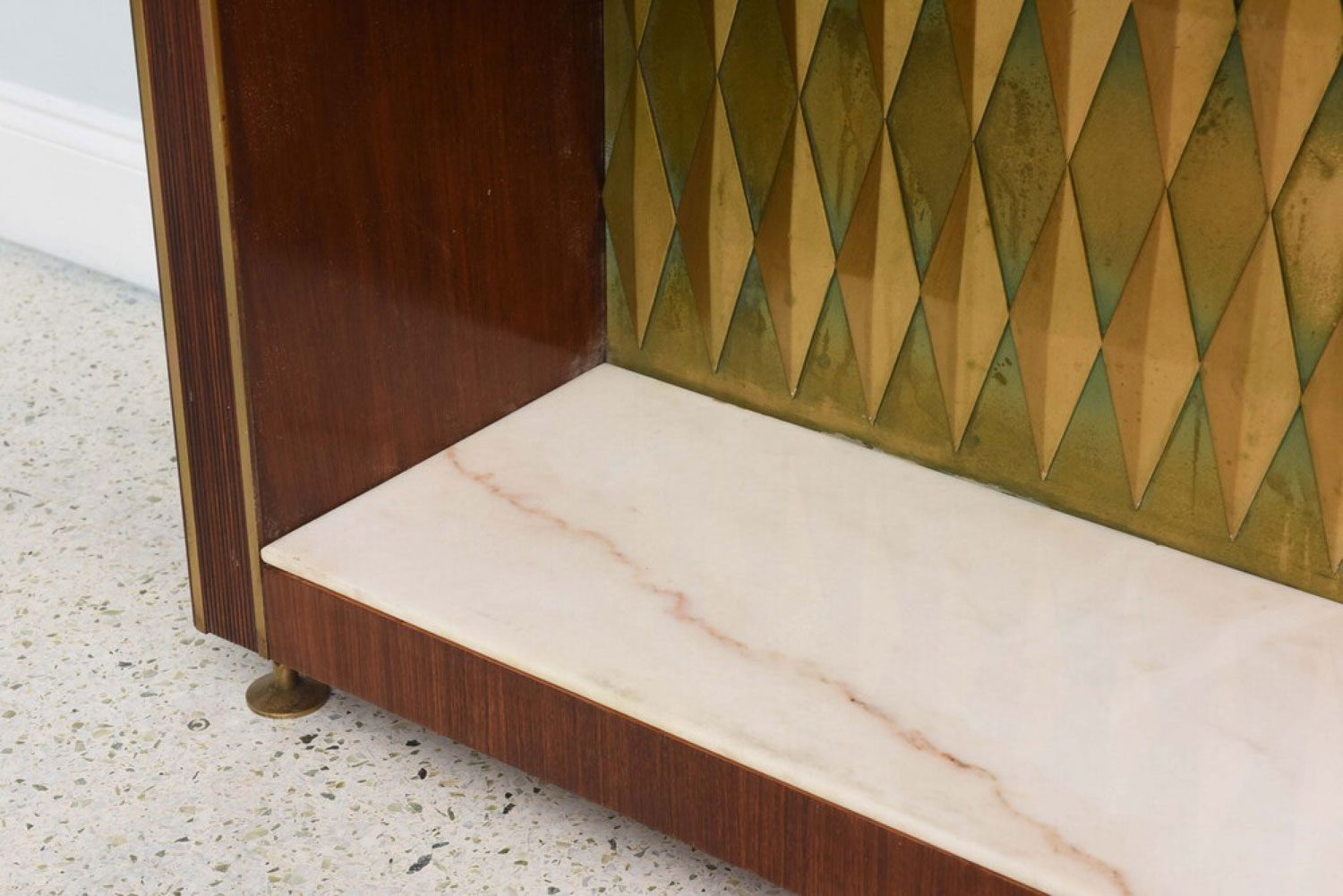 Raphael mid century french modern mahogany bronze and brass bar