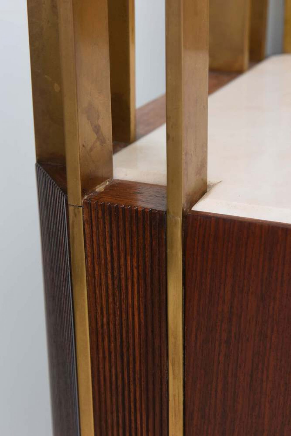 Raphael mid century french modern mahogany bronze and brass bar