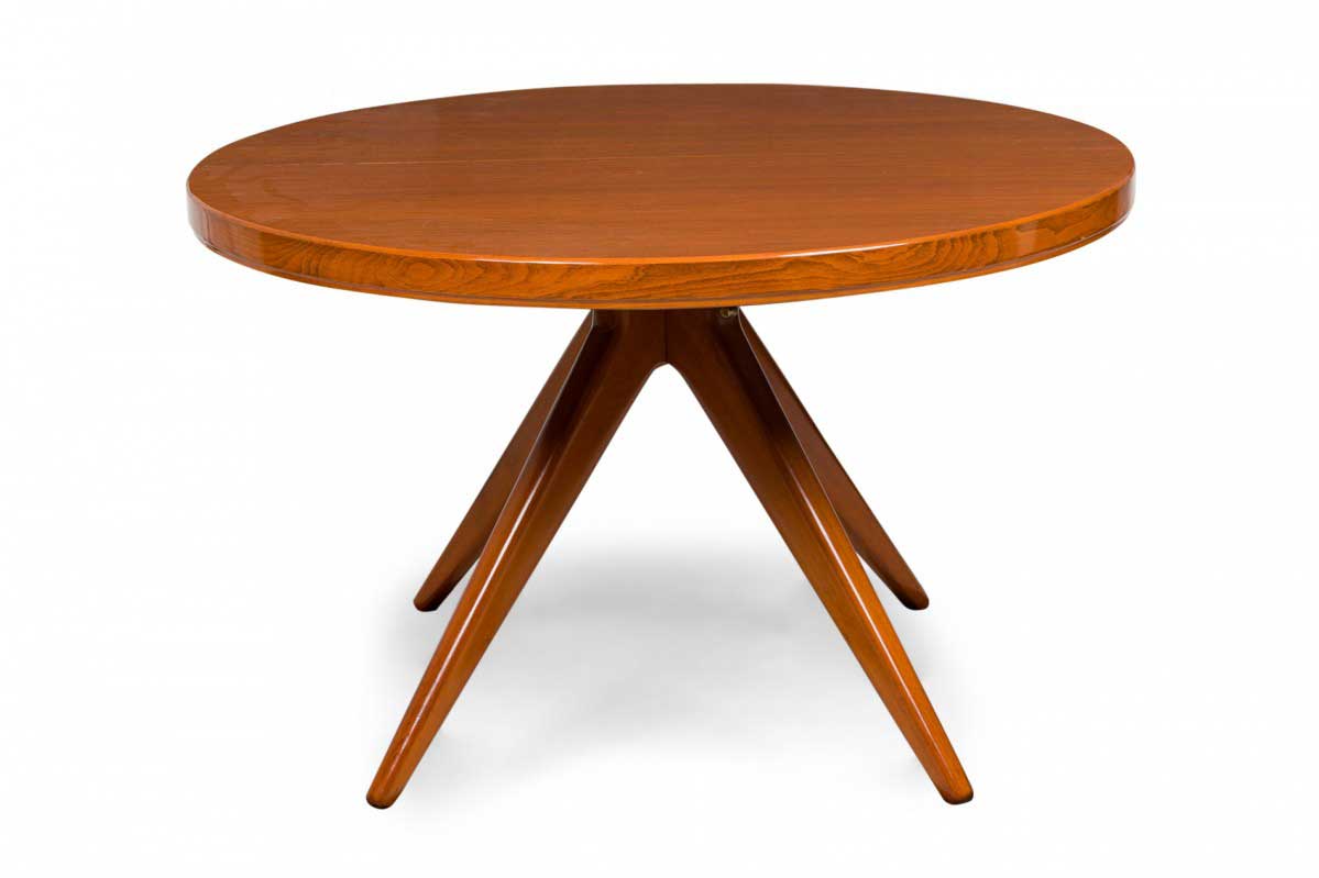 Swedish mid century modern walnut circular extension dining center table attributed to erno fabry