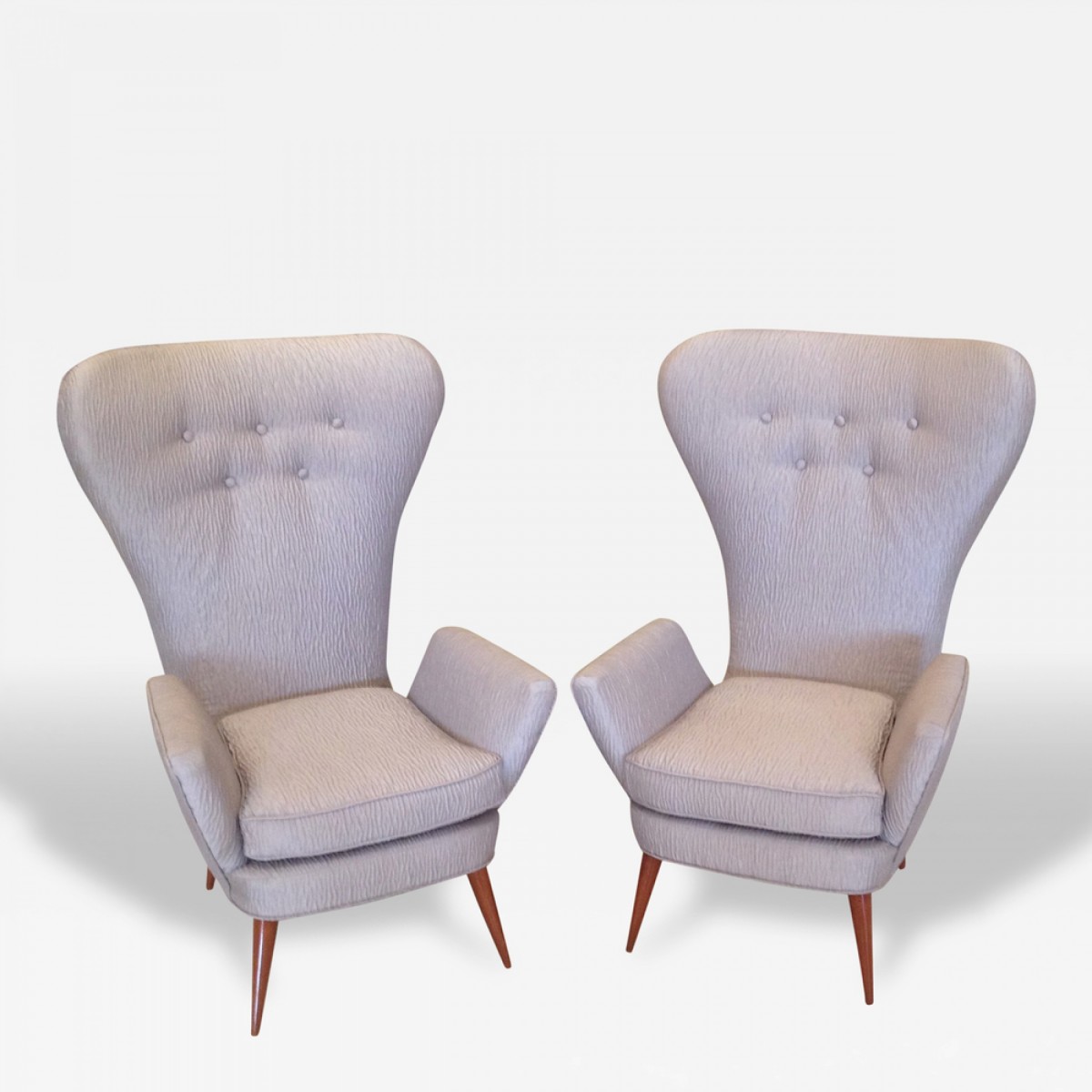 Pair of mid century italian modern high back armchairs