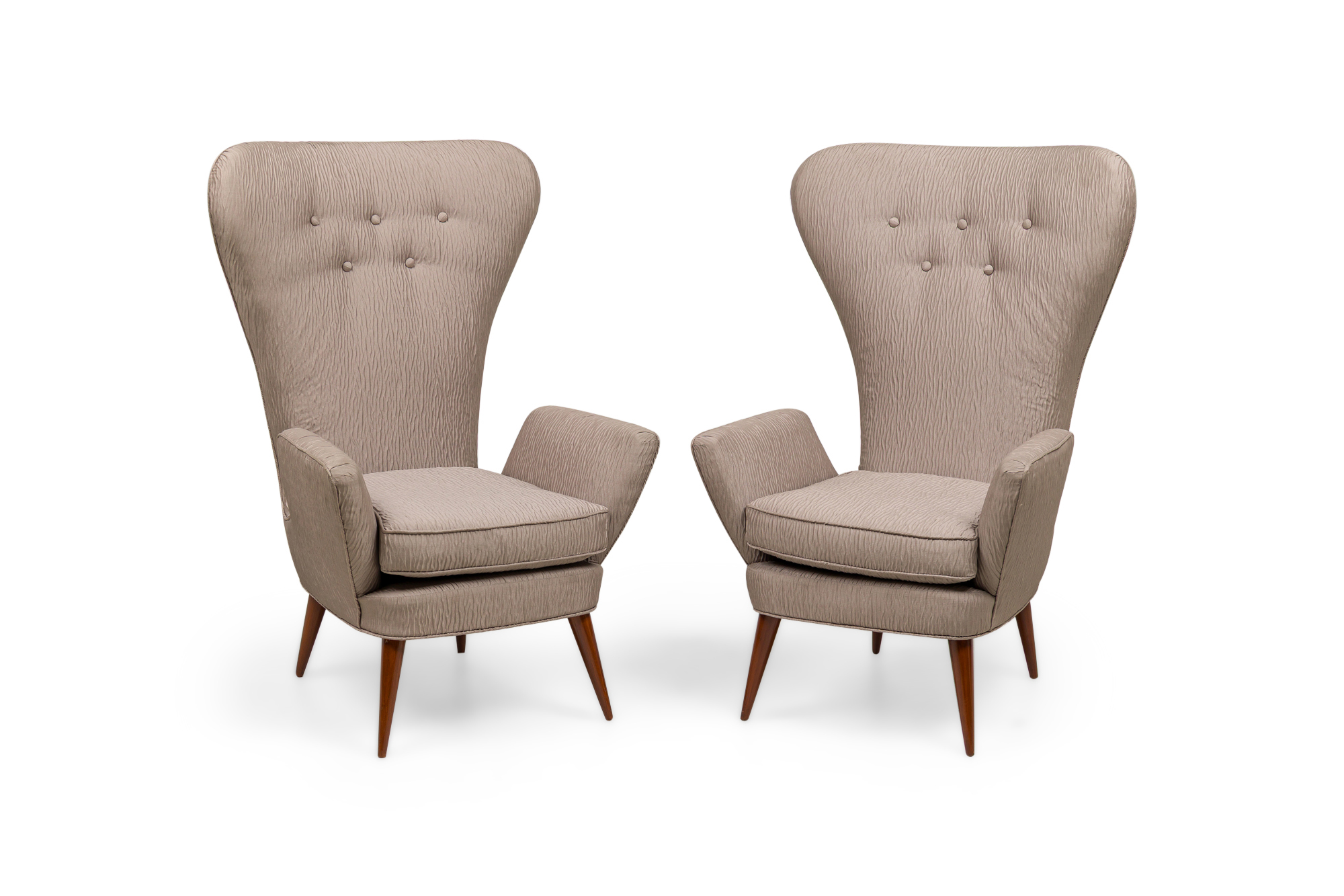 Pair of mid century italian modern high back armchairs