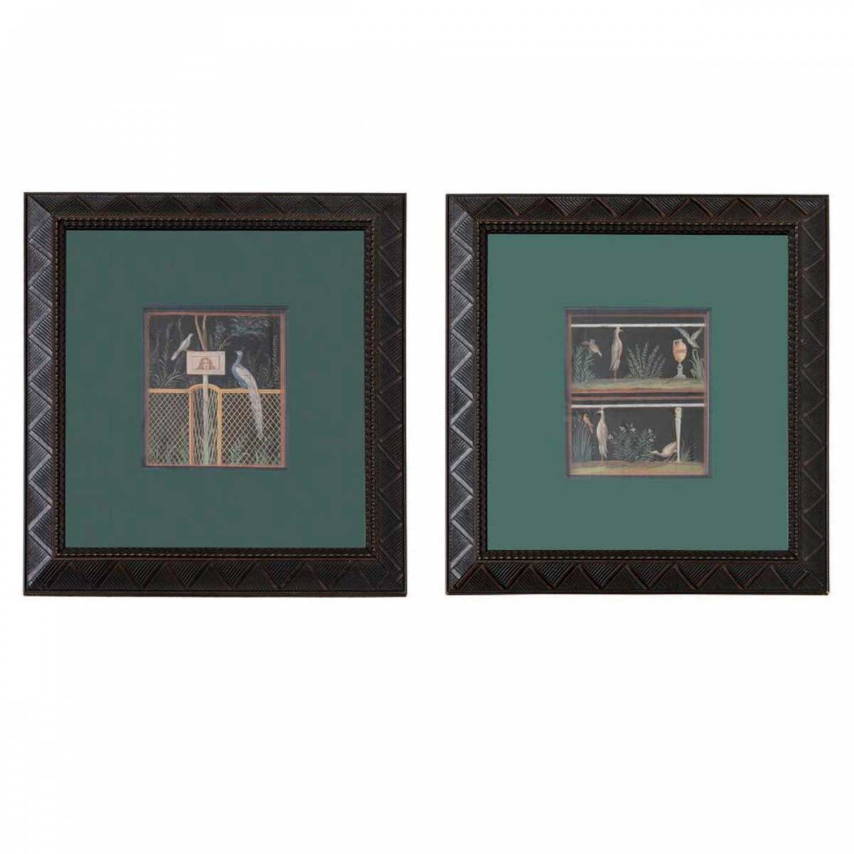 Pair of michelangelo maestri italian neoclassic framed 18th century gouache paintings 