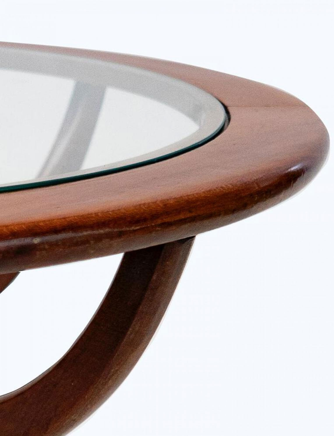 Mid century american modern round wood glass coffee table