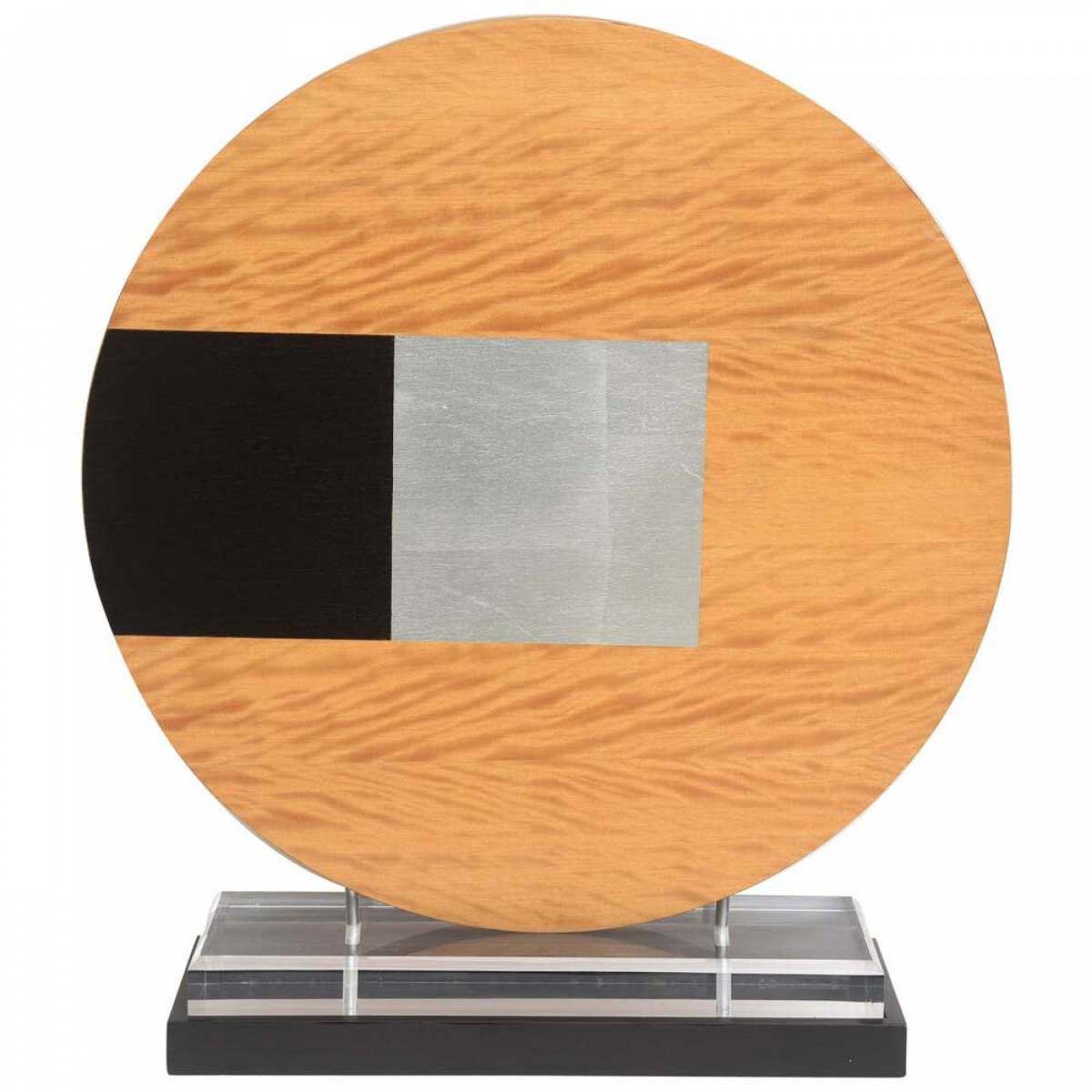 Contemporary american abstract wood sculpture on stand