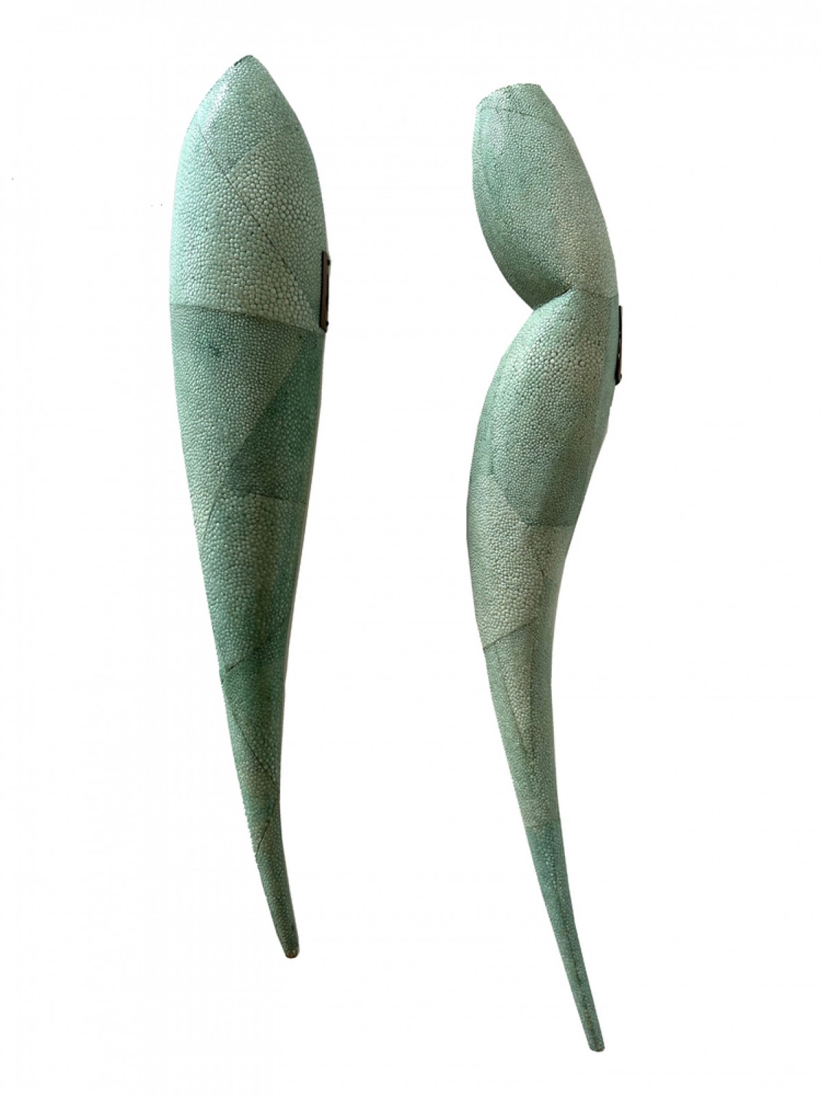 Pair of ry augousti mid century continental shagreen wall hung candle sticks