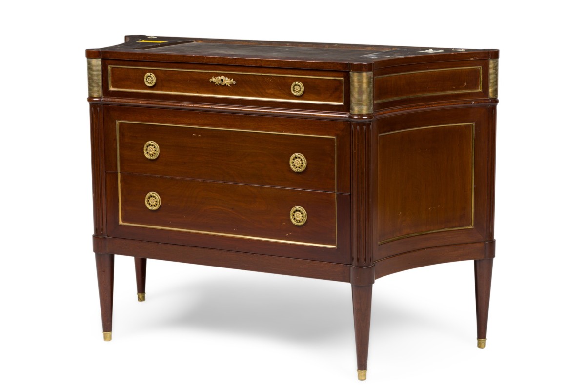 Maison jansen french mid century bronze mounted mahogany chest