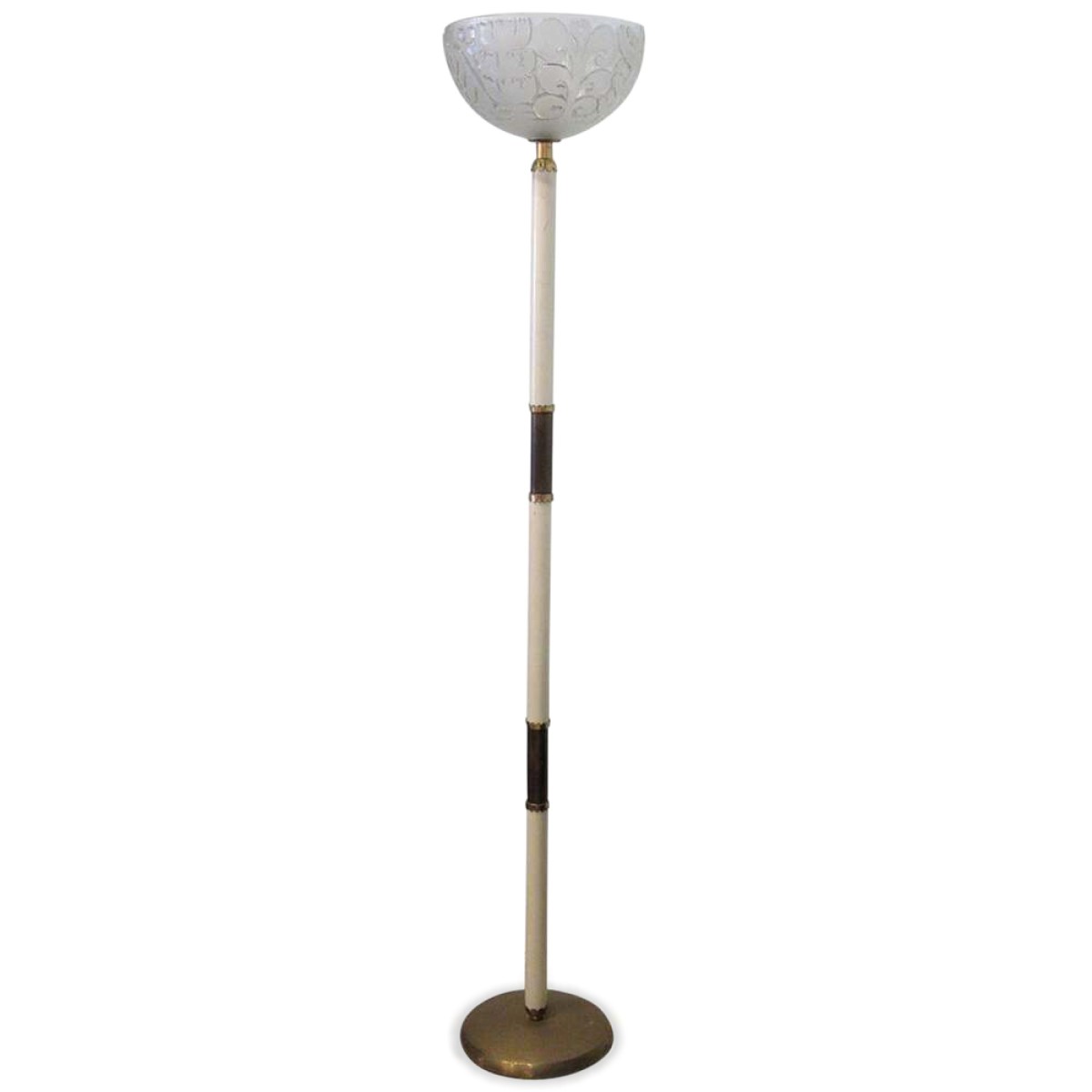 Fine italian modern parchment brass and glass floor lamp