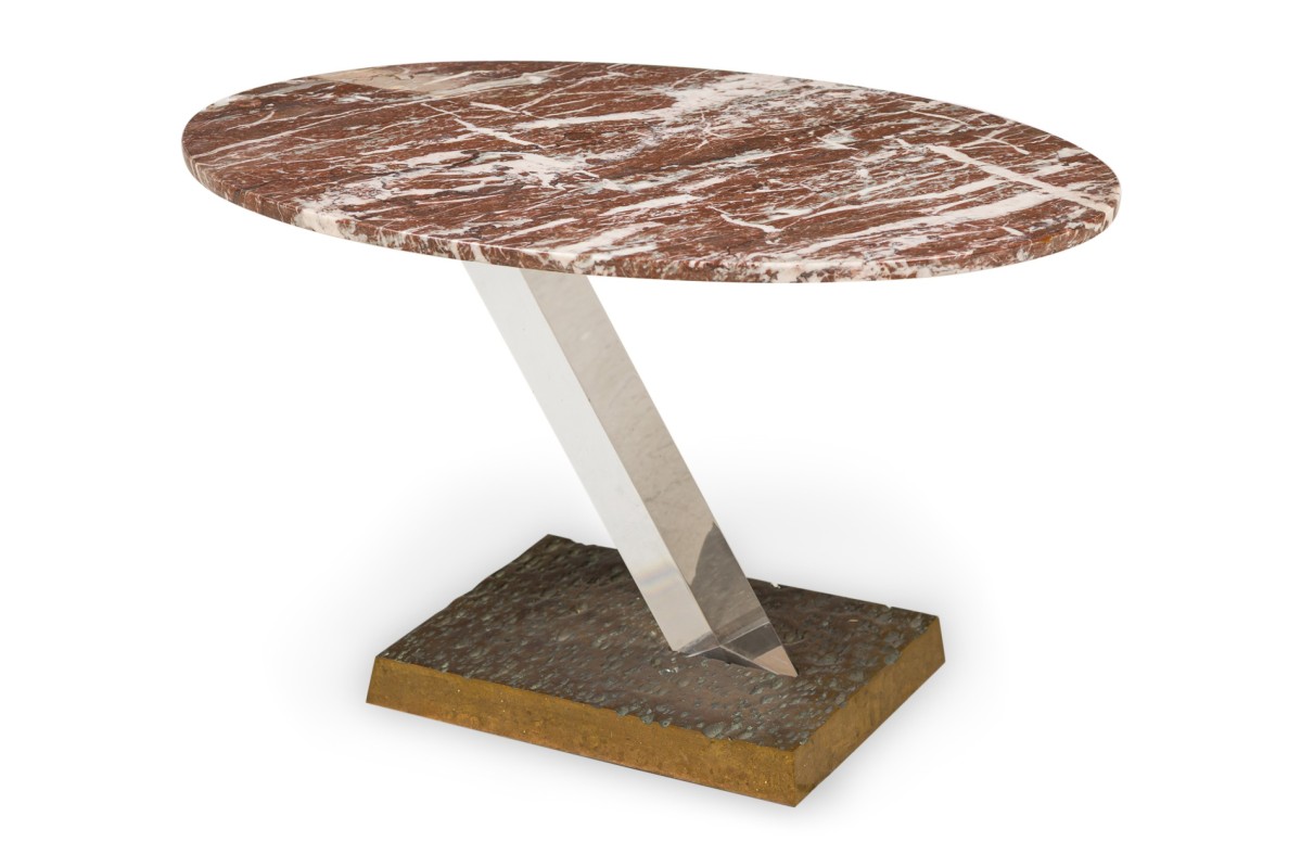 American mid century bronze and lucite rectangular sculpture