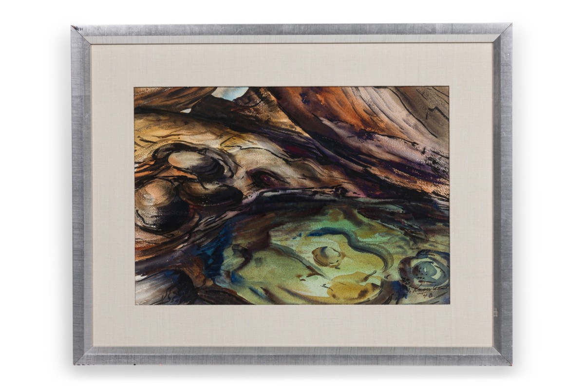 Joseph knowles american post war abstract watercolor titled whirlpool