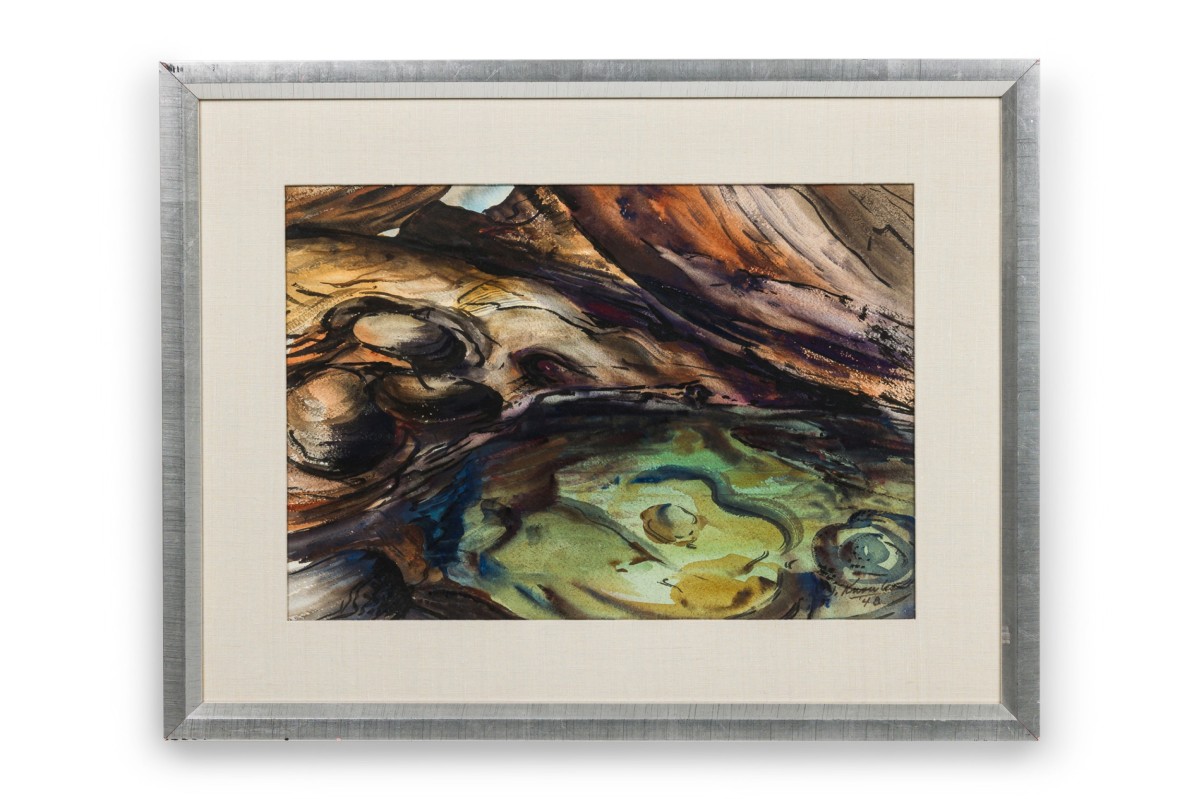 Joseph knowles american post war abstract watercolor titled whirlpool a