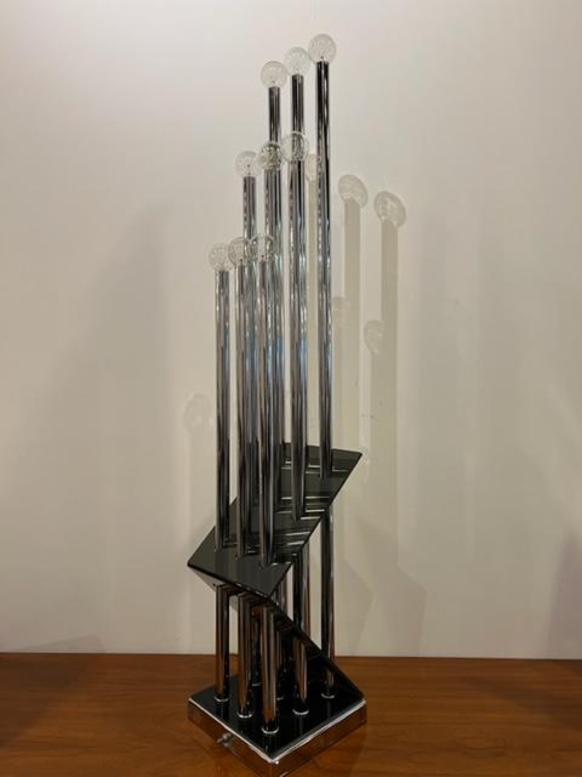 J.t. kalmar austrian mid century large chrome and lucite lamp