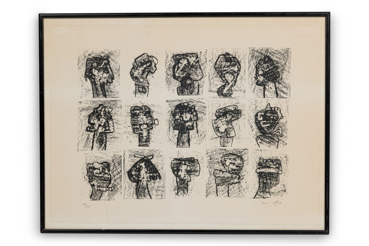 Roberto matta mid century chilean lithograph, 15 abstract forms