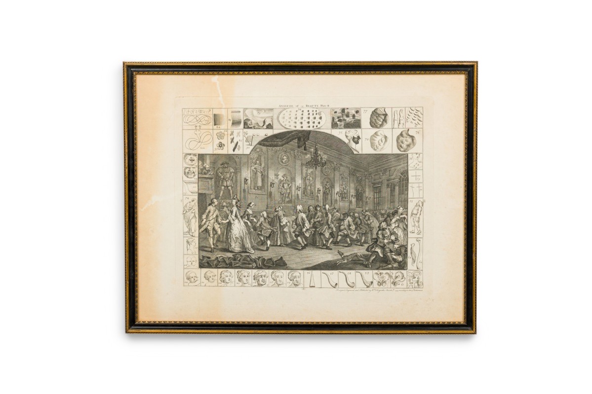 William hogarth english georgian framed Print of analysis of beauty plate ii 