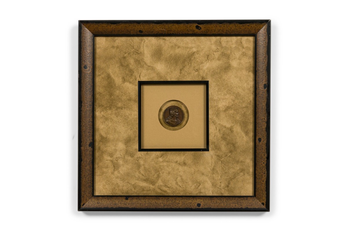 Set of 9 armand auguste caqué french empire framed commemorative coin of childeric ii