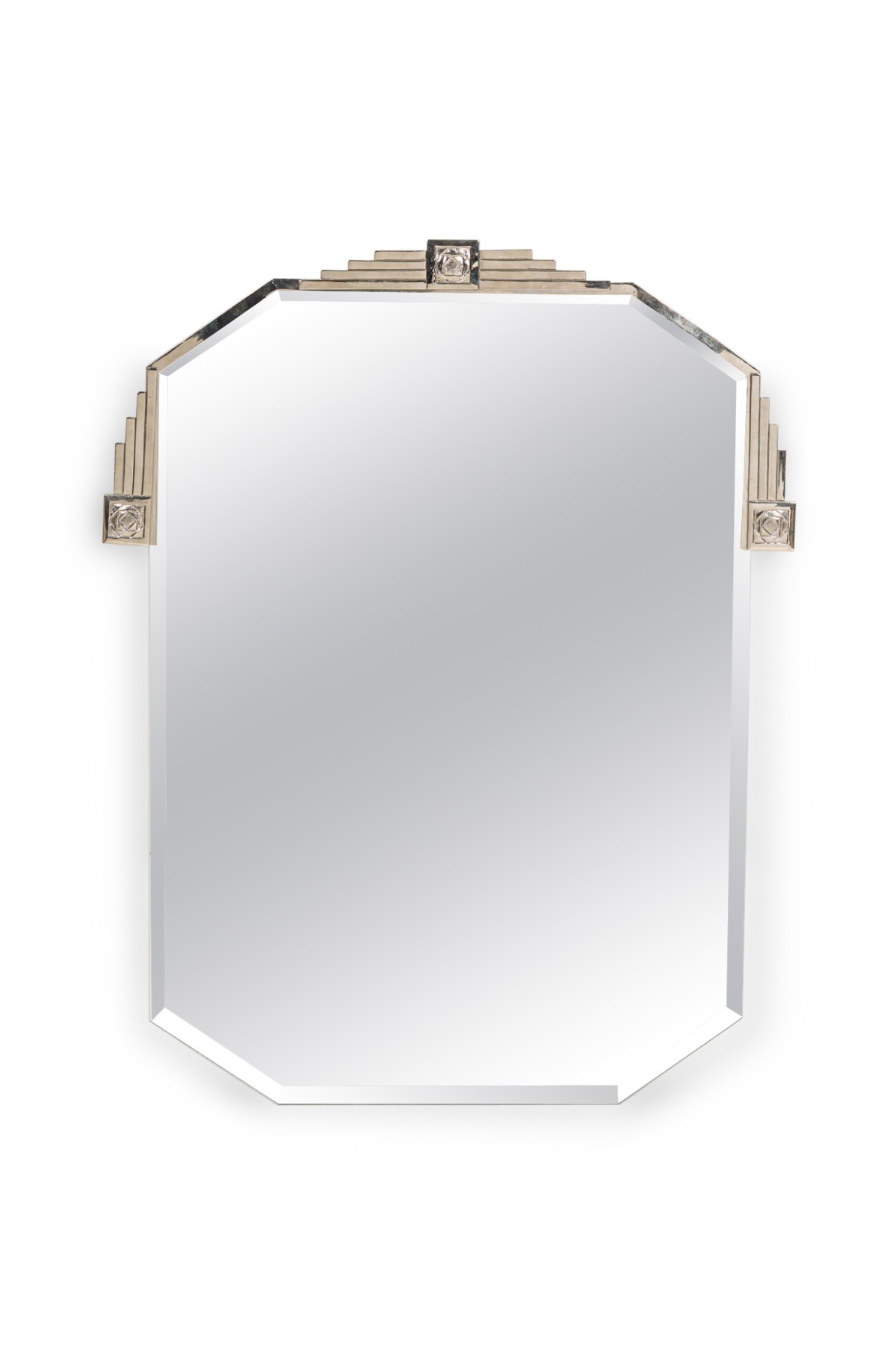 American art deco stepped design octagonal wall mirror