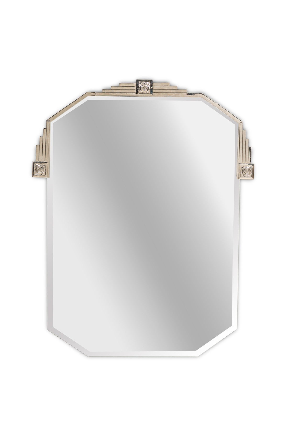 American art deco stepped design octagonal wall mirror