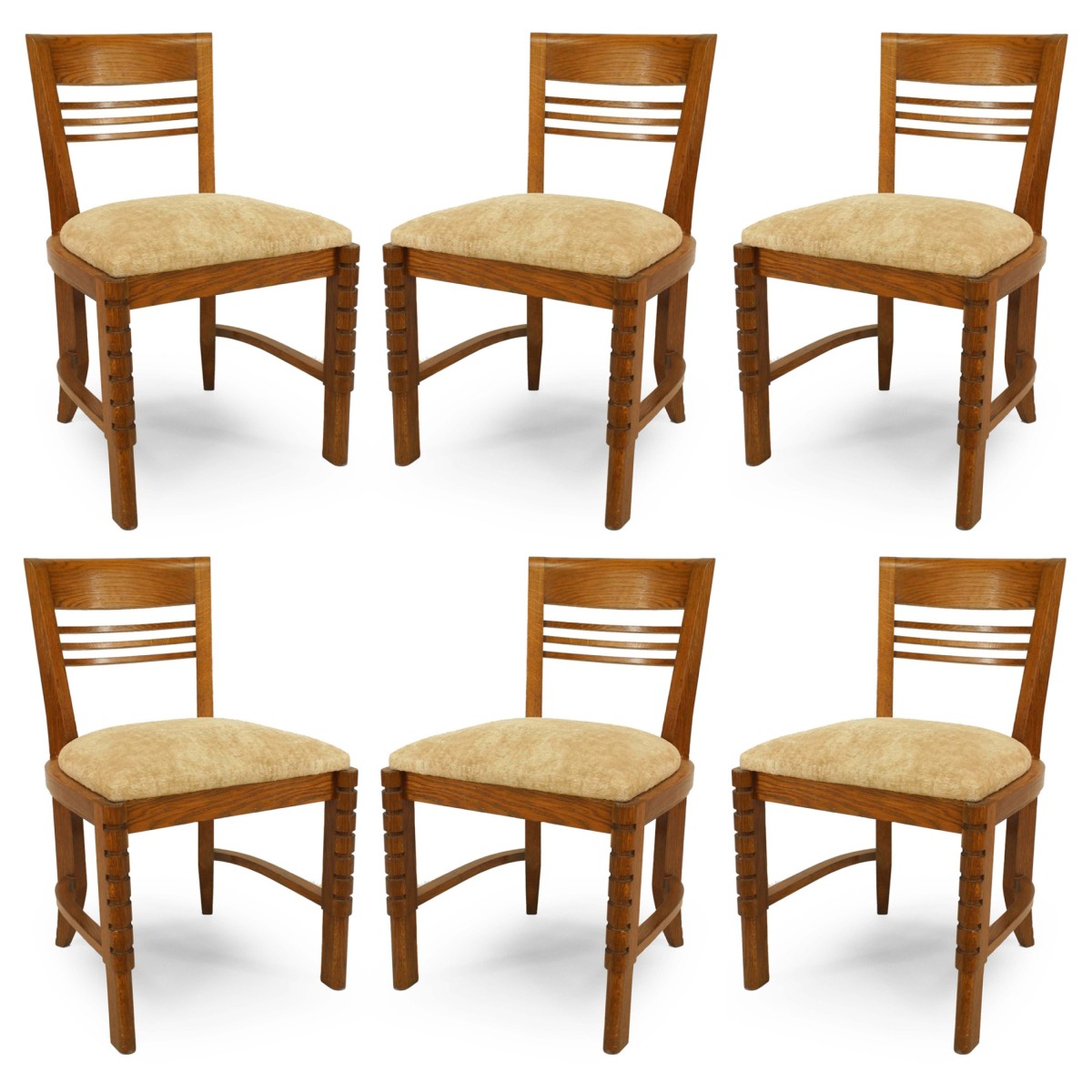 French oak slat design side chairs