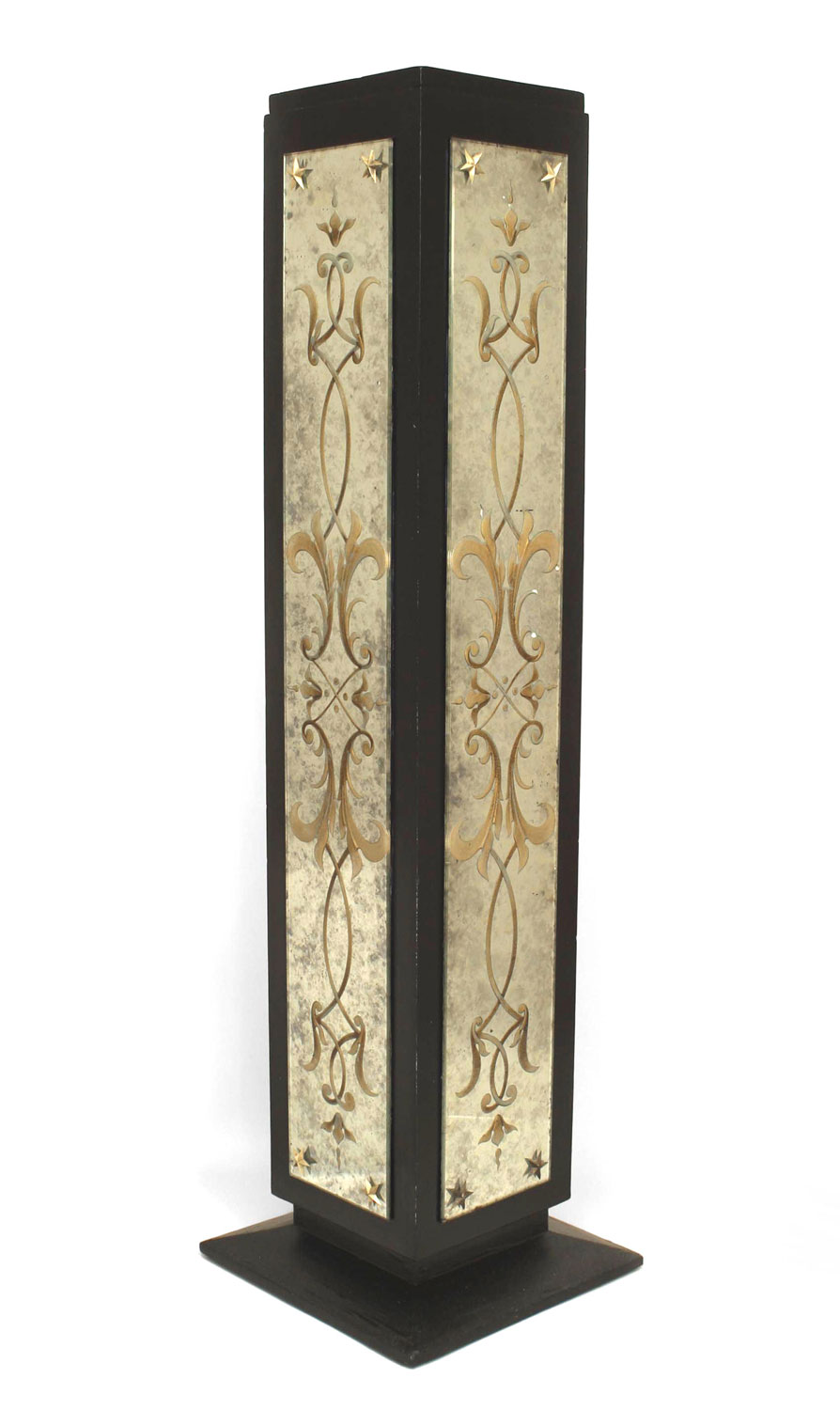 Art deco black lacquered pedestal