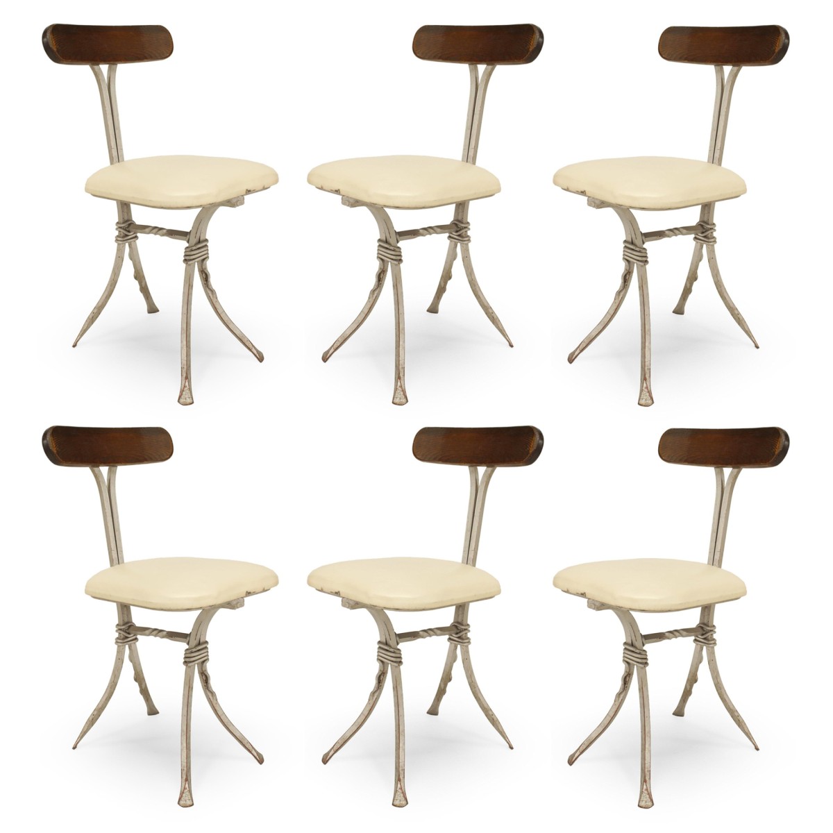 French mid century wrought iron cafe chairs