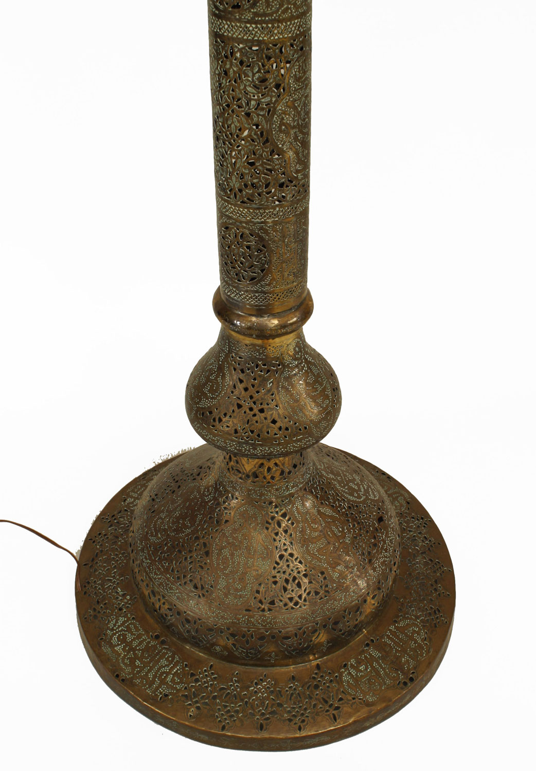 Moorish style brass filigree beaded floor lamp