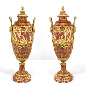 Pair of french victorian marble urns